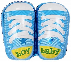 Фольгированный шар "Ботиночки для мальчика, Голубой", (74 см)